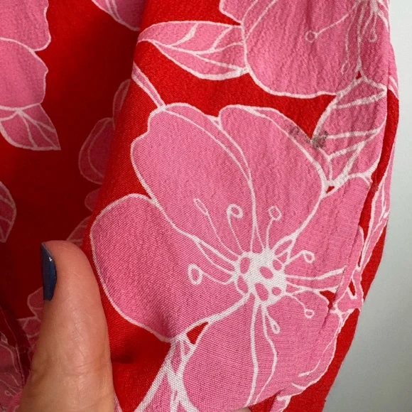 Zara Floral Red pink Women's Top size medium - Picture 5 of 9